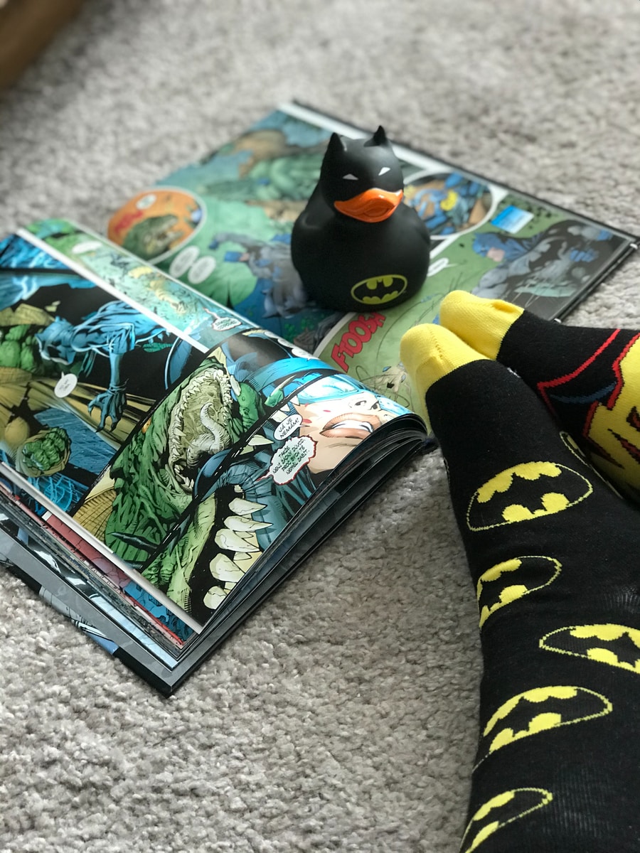 black and yellow batman socks