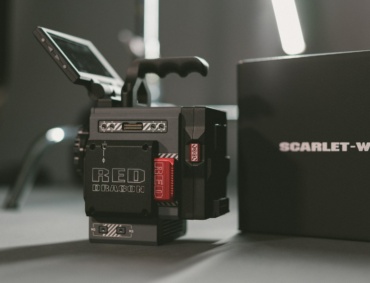 close-up photography of Red Scarlet-W camera with box